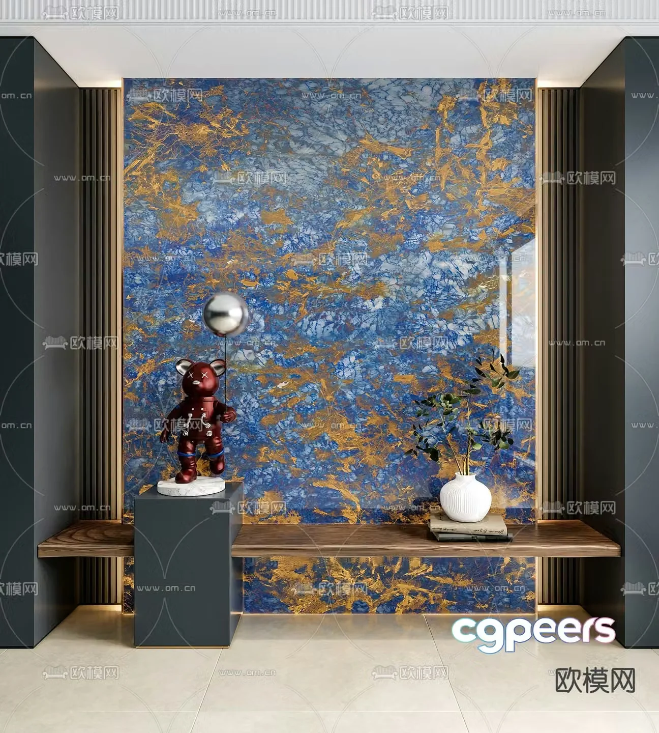 Translucent marble luxury stone background wall 3d model