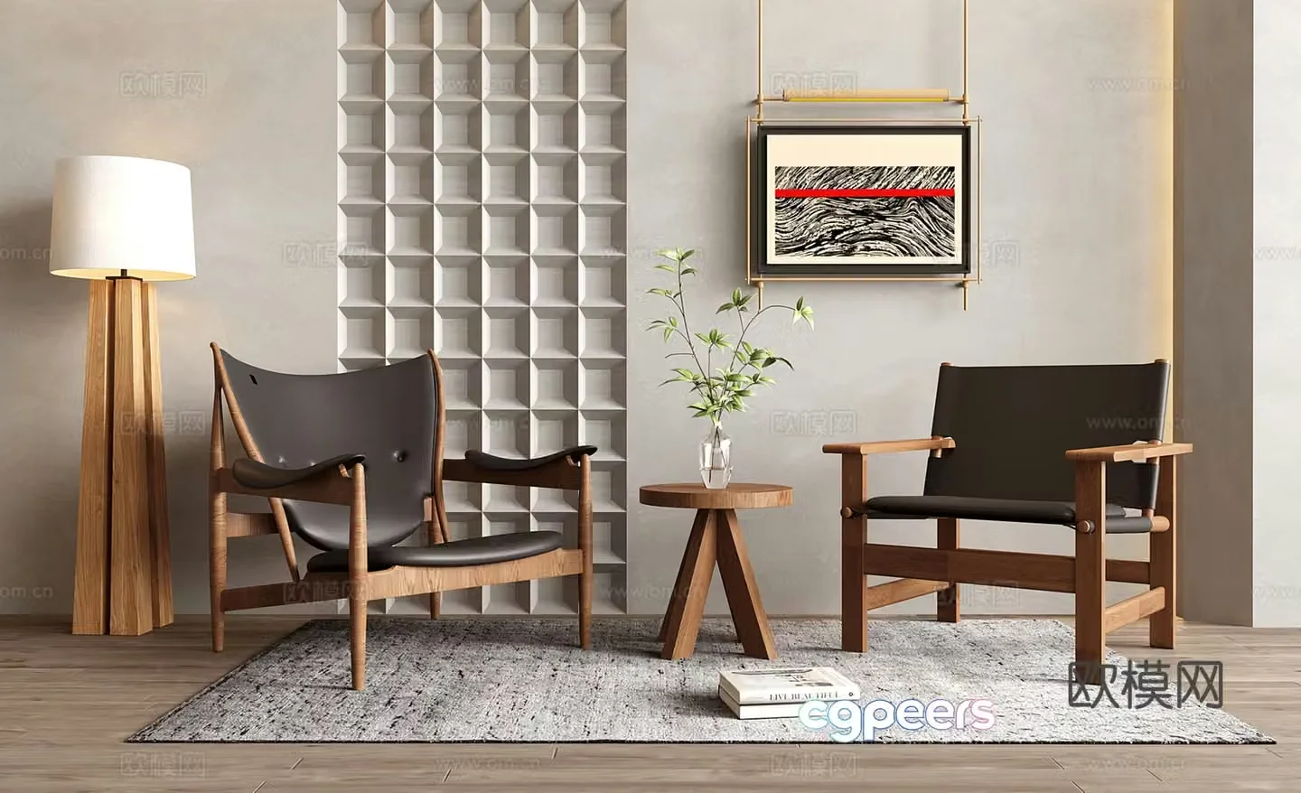 Wasabi Middle Ancient Leisure Chair Single Sofa 3D Model
