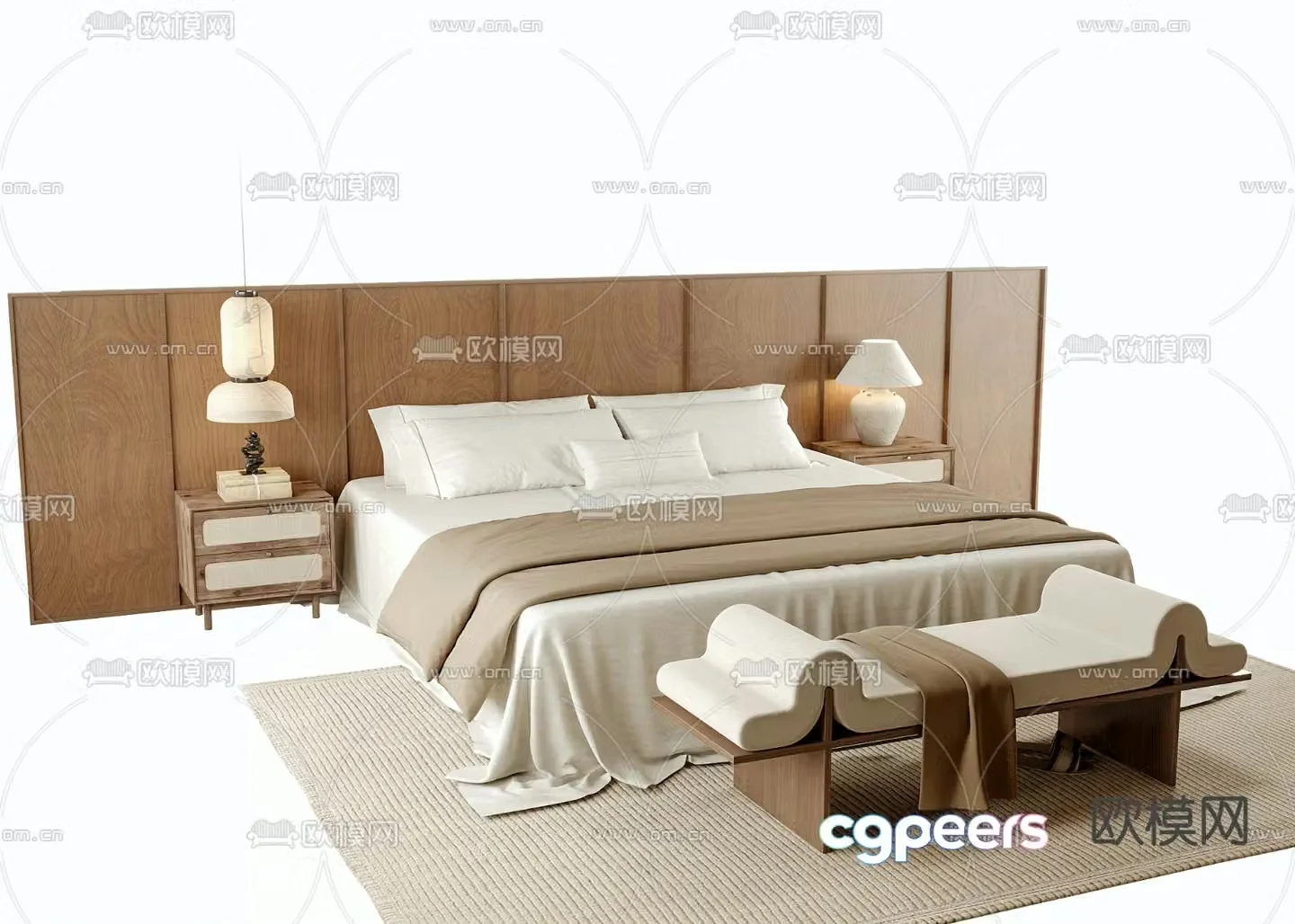 Medieval style double bed 3d model