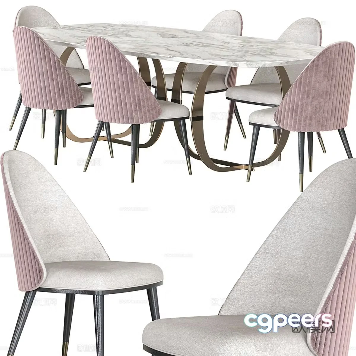 Dining table and dining chair 3d model