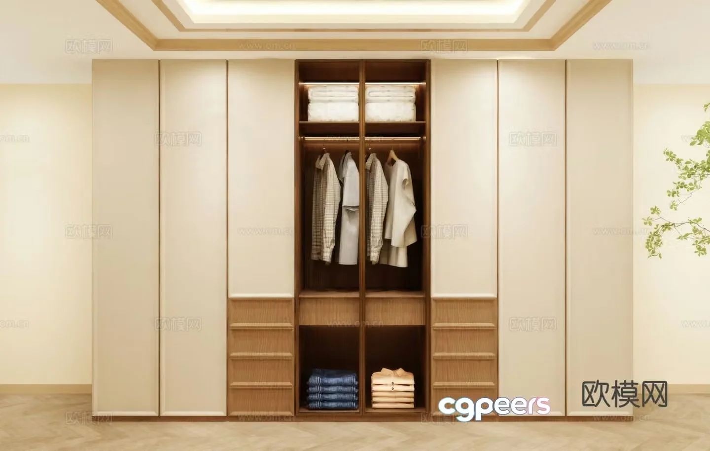 Middle-aged wind wardrobe wardrobe 3d model