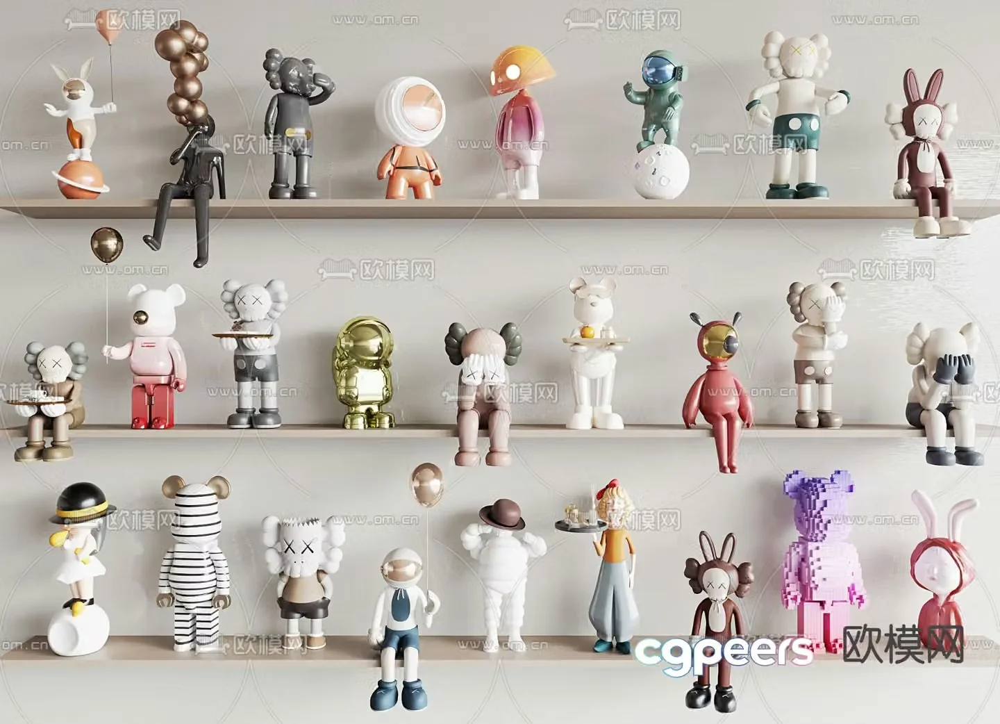 Violent Bear Trendy Sculpture Doll Cartoon Ornaments 3D Model