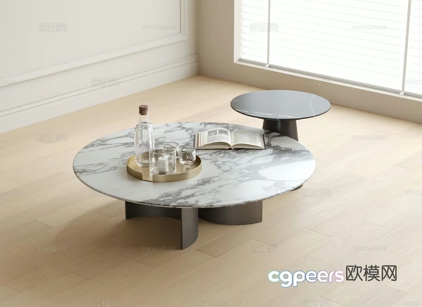 Modern double coffee table 3d model