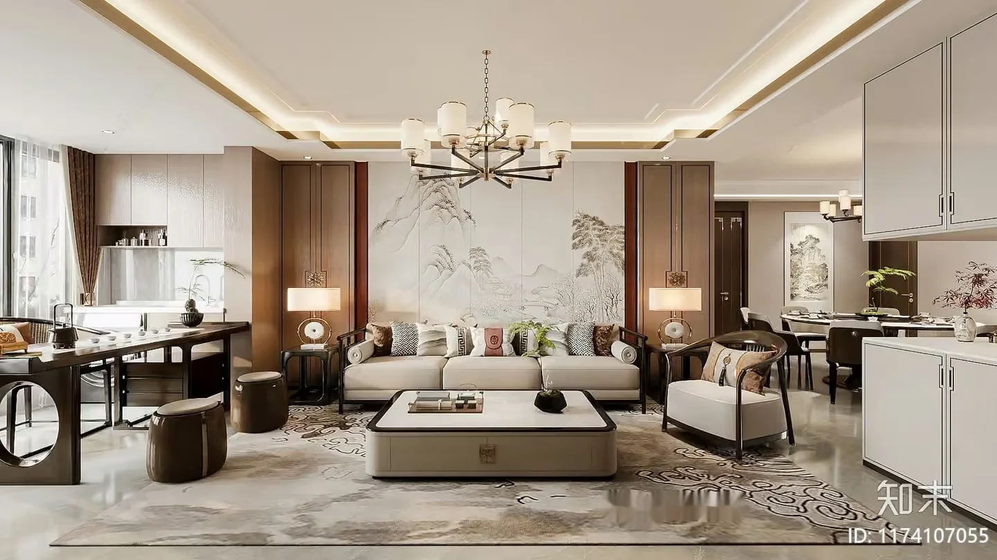 Modern Living Room 3D Model – 13486 – CORONA Render