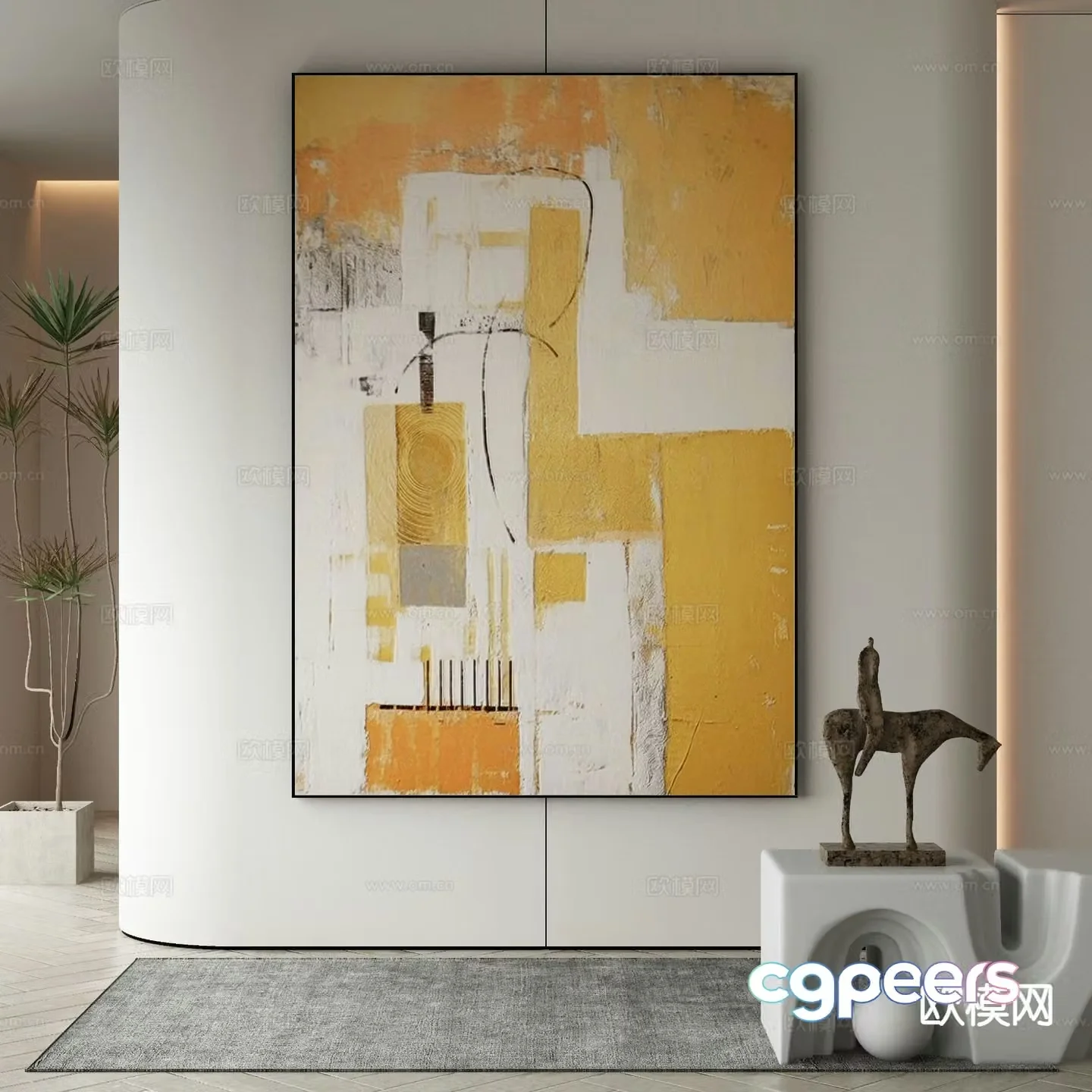 Modern decorative painting simple drawing 3d model