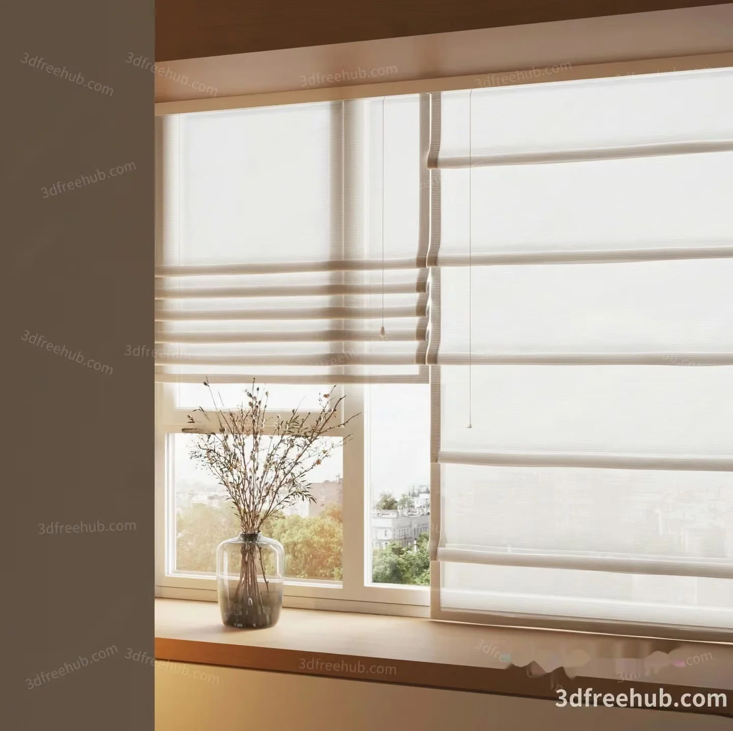 A Window With Blinds 3D Model – 18965 – VRAY Render