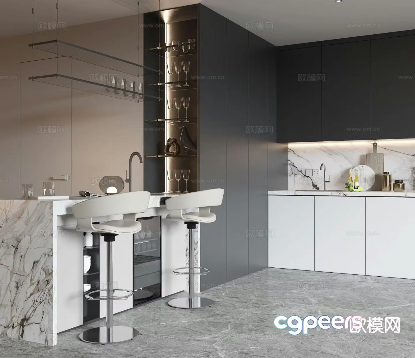 Modern bar stool 3d model
