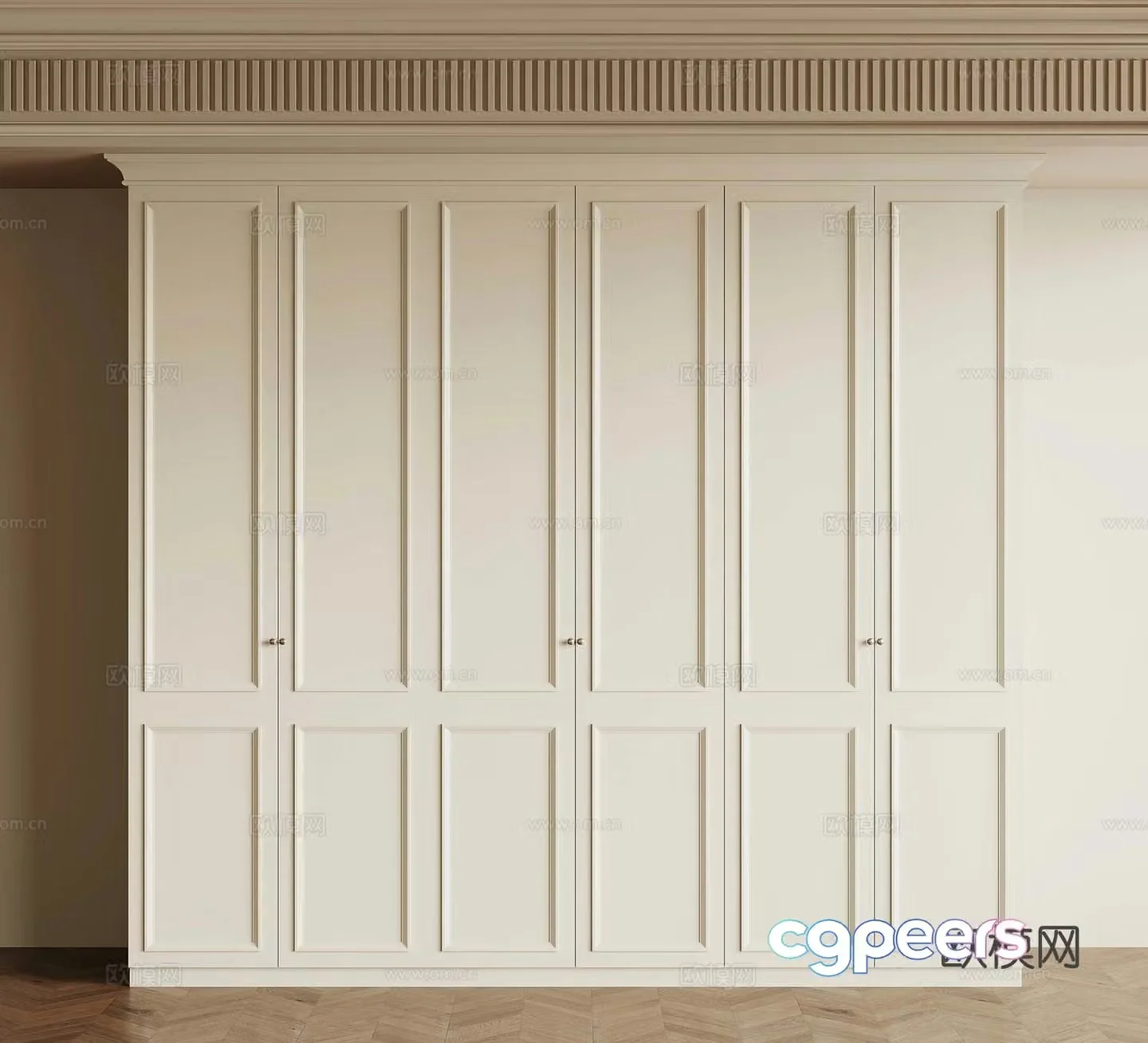 09 French Cream Trench Wardrobe 3D Model