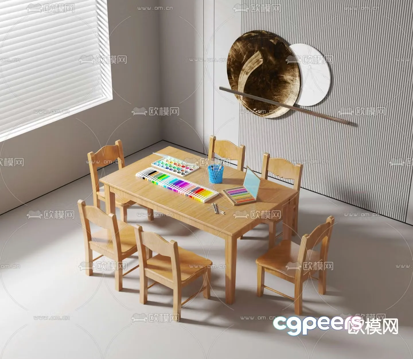 Modern children’s table and chair 3d model