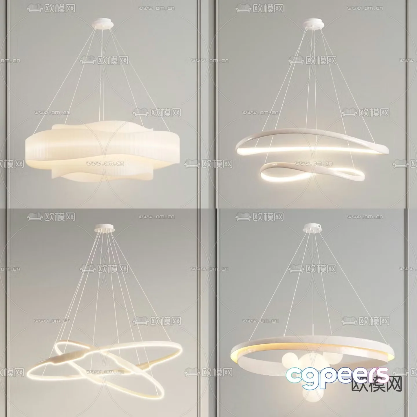 Cream style chandelier hall chandelier 3d model