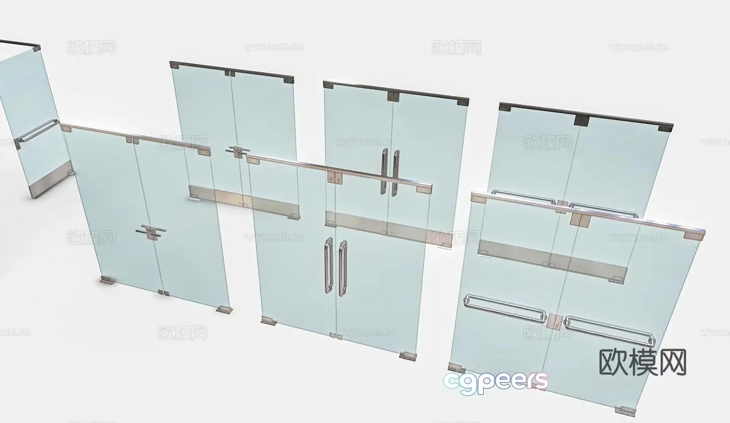 Modern glass door Office single-open glass door Glass single-open door Shower room glass door Office 3D model
