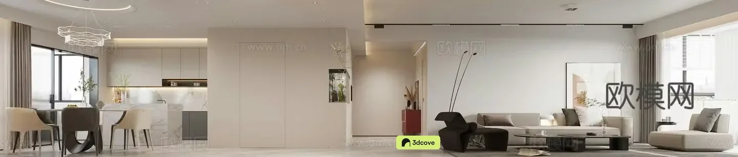 Modern living and dining room