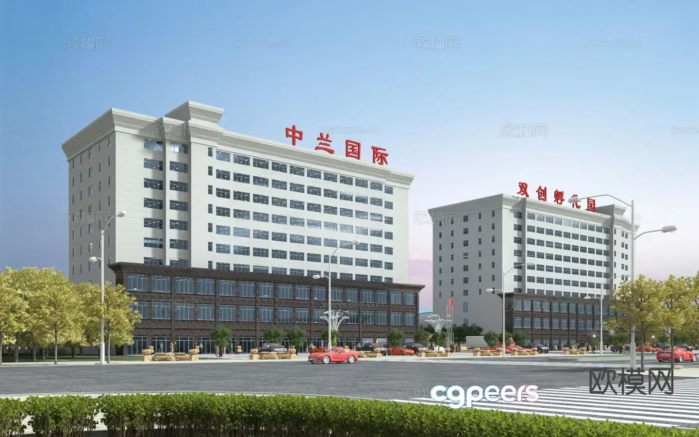 Modern office building exterior 3d model