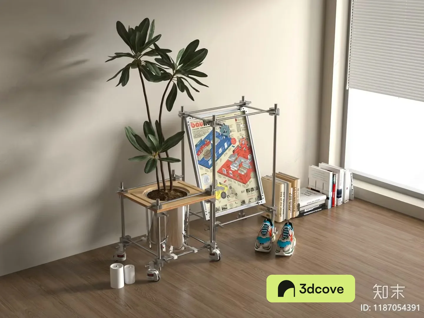 A Plant Stand With A Plant On It