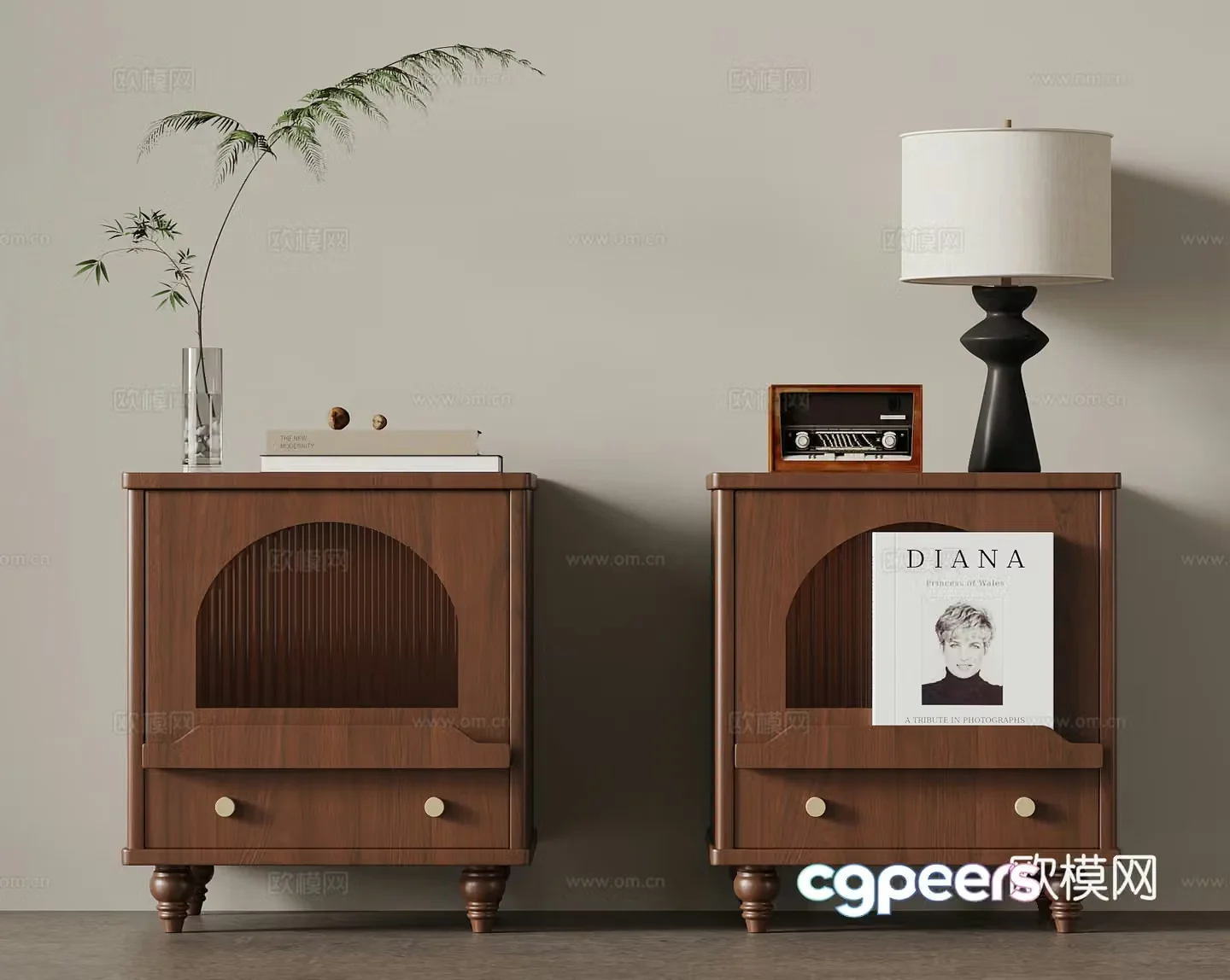 Middle-aged bedside table lamp decorative ornaments 3D model
