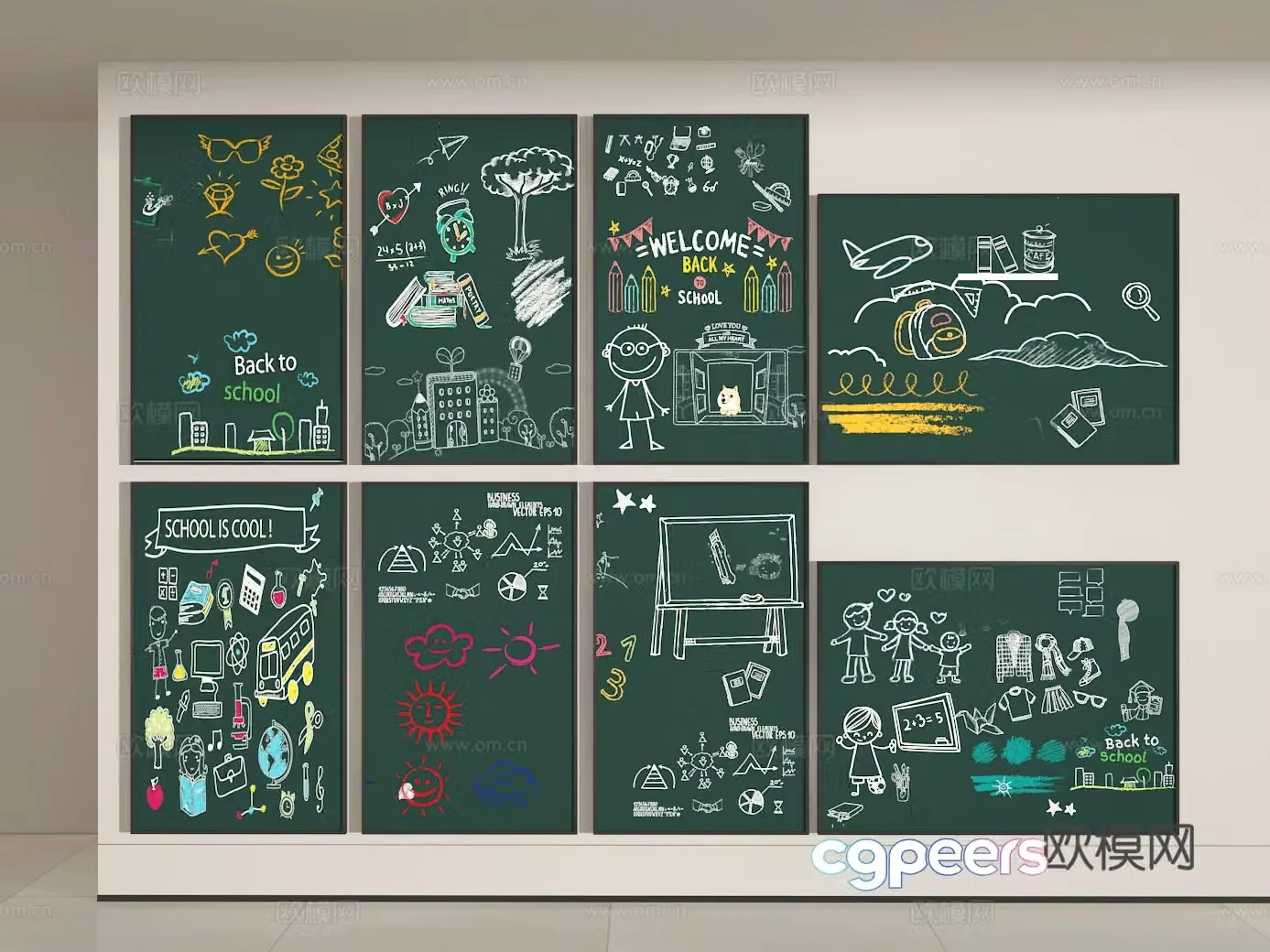 Blackboard drawing 3d model