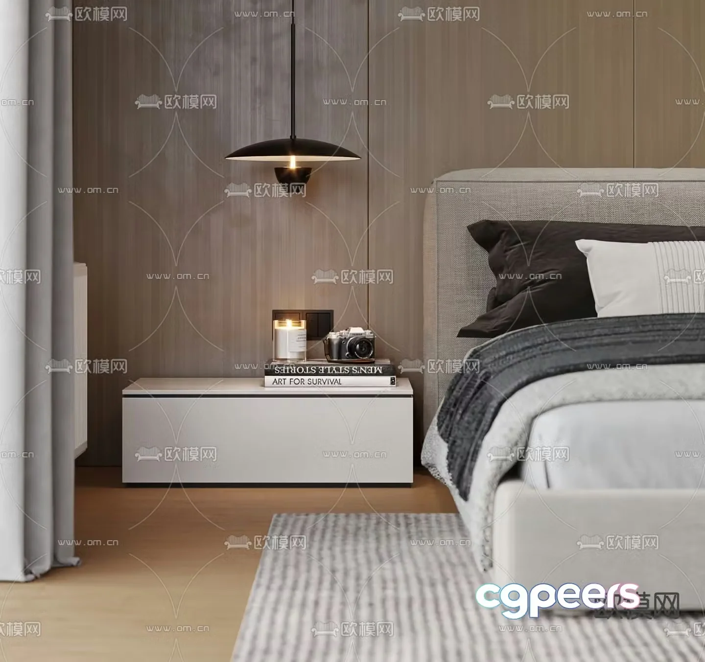 Modern double bed 3d model