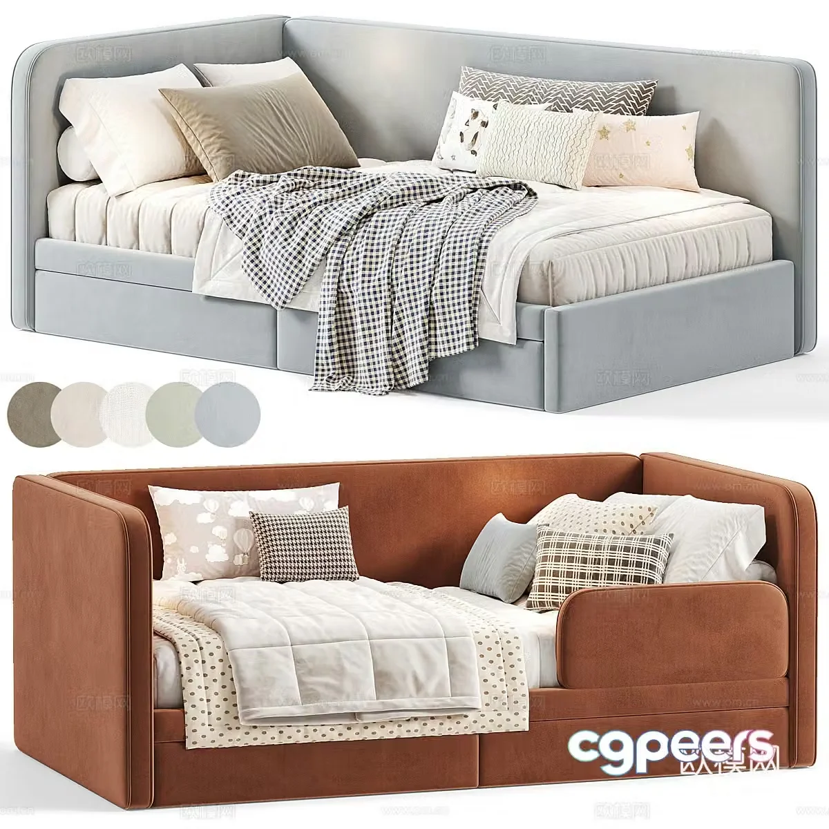 Modern children’s bed sofa bed 3D model