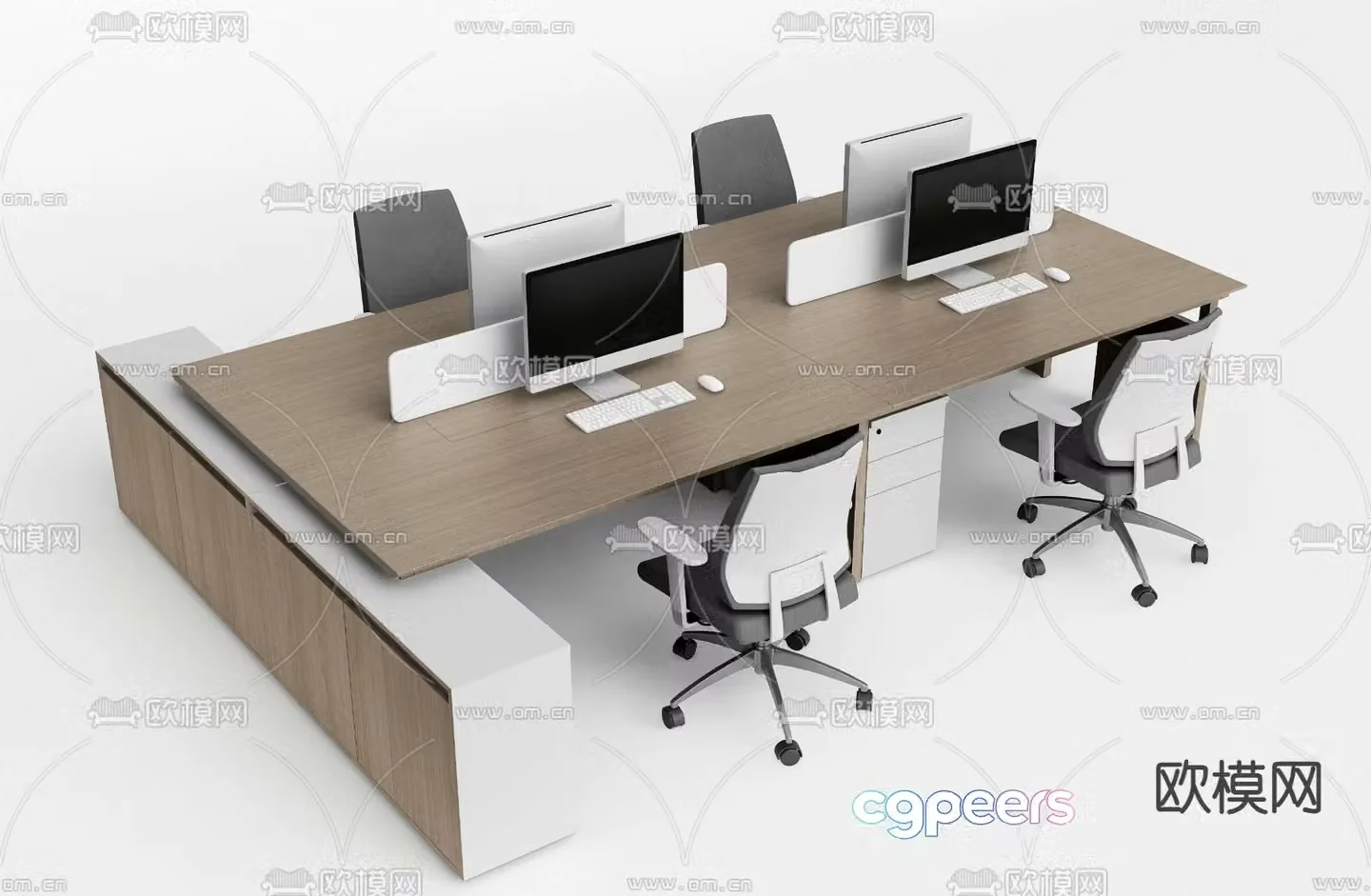 modern desk post workstation 3d model