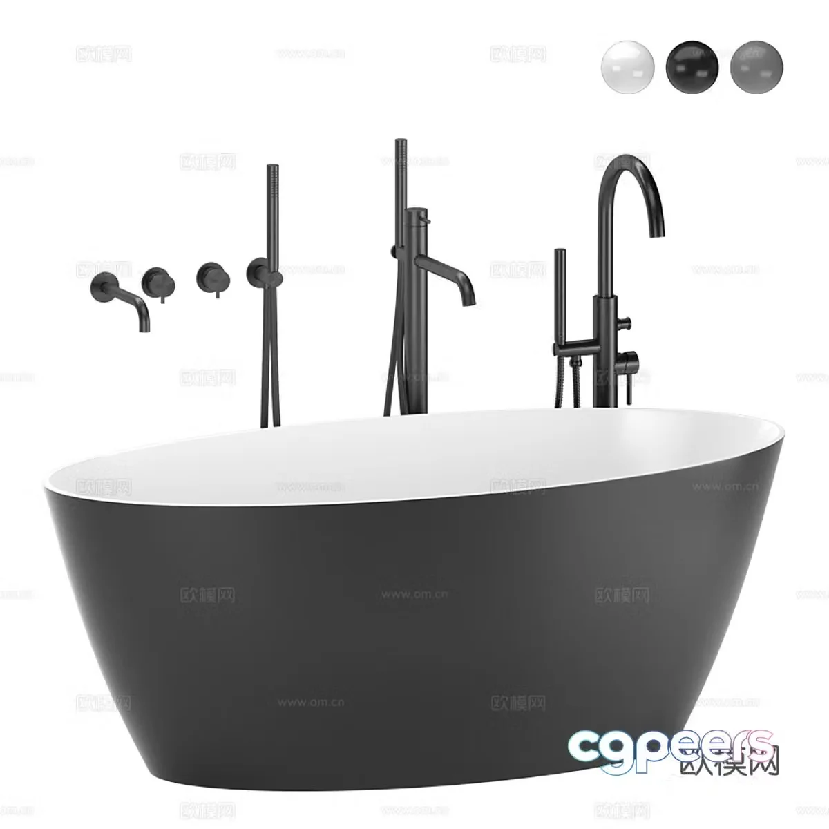 Modern black bathtub 3d model