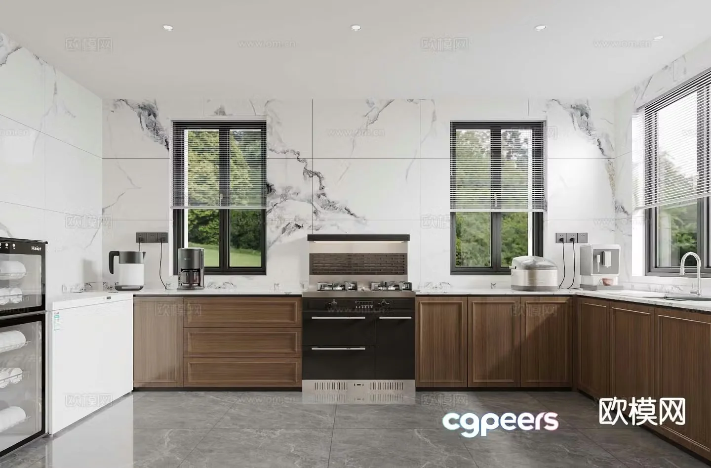 New Chinese style kitchen cabinet 3d model
