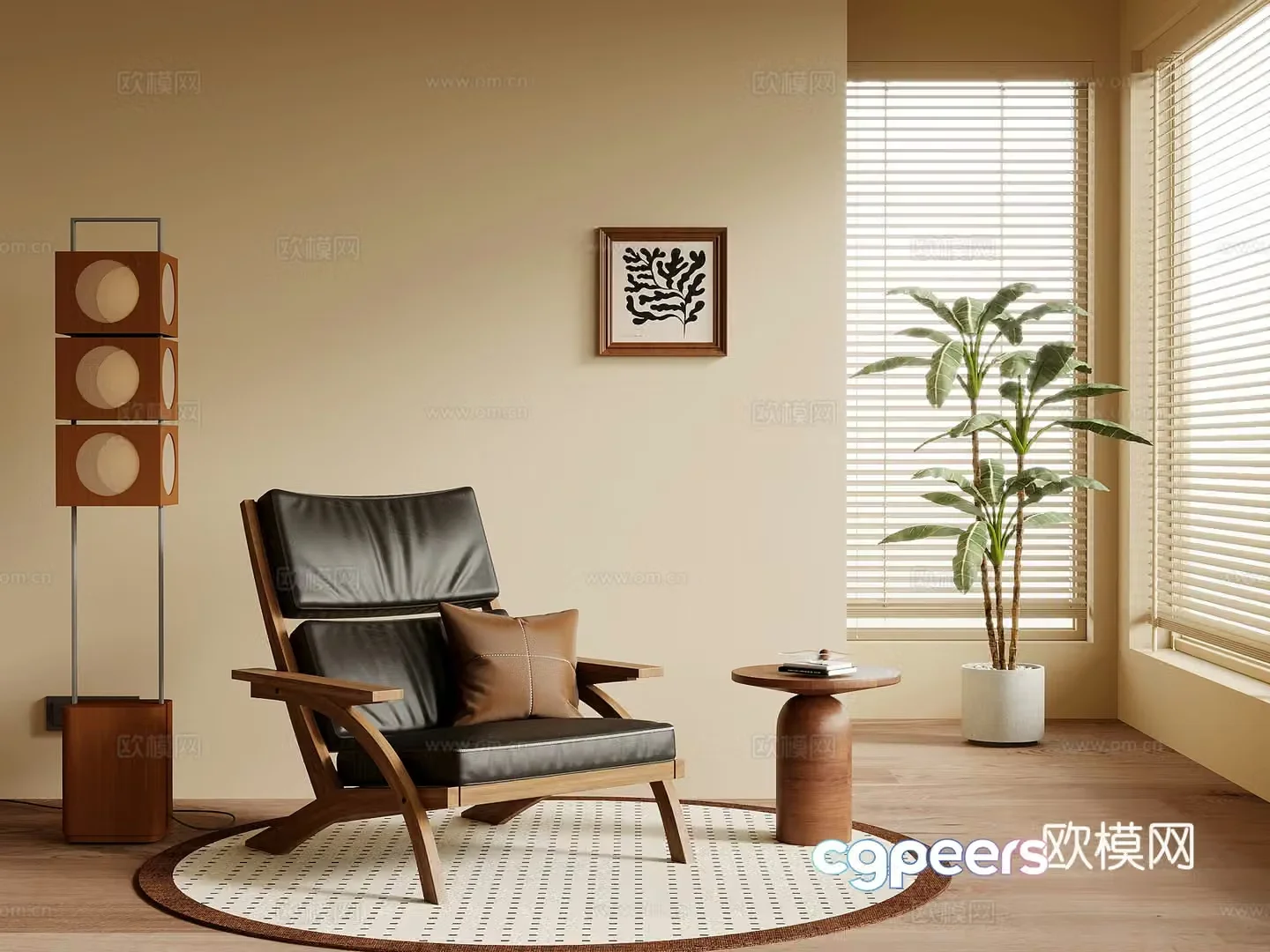 Leisure chair medieval style lounge chair leisure chair floor lamp side 3D model
