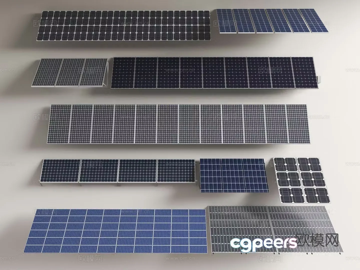 Solar panels Photovoltaic panels Solar equipment Industrial equipment Green energy Solar power generation 3D model