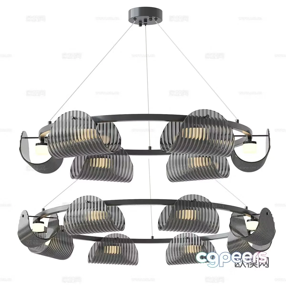 New Chinese style light luxury decorative chandelier 3D model