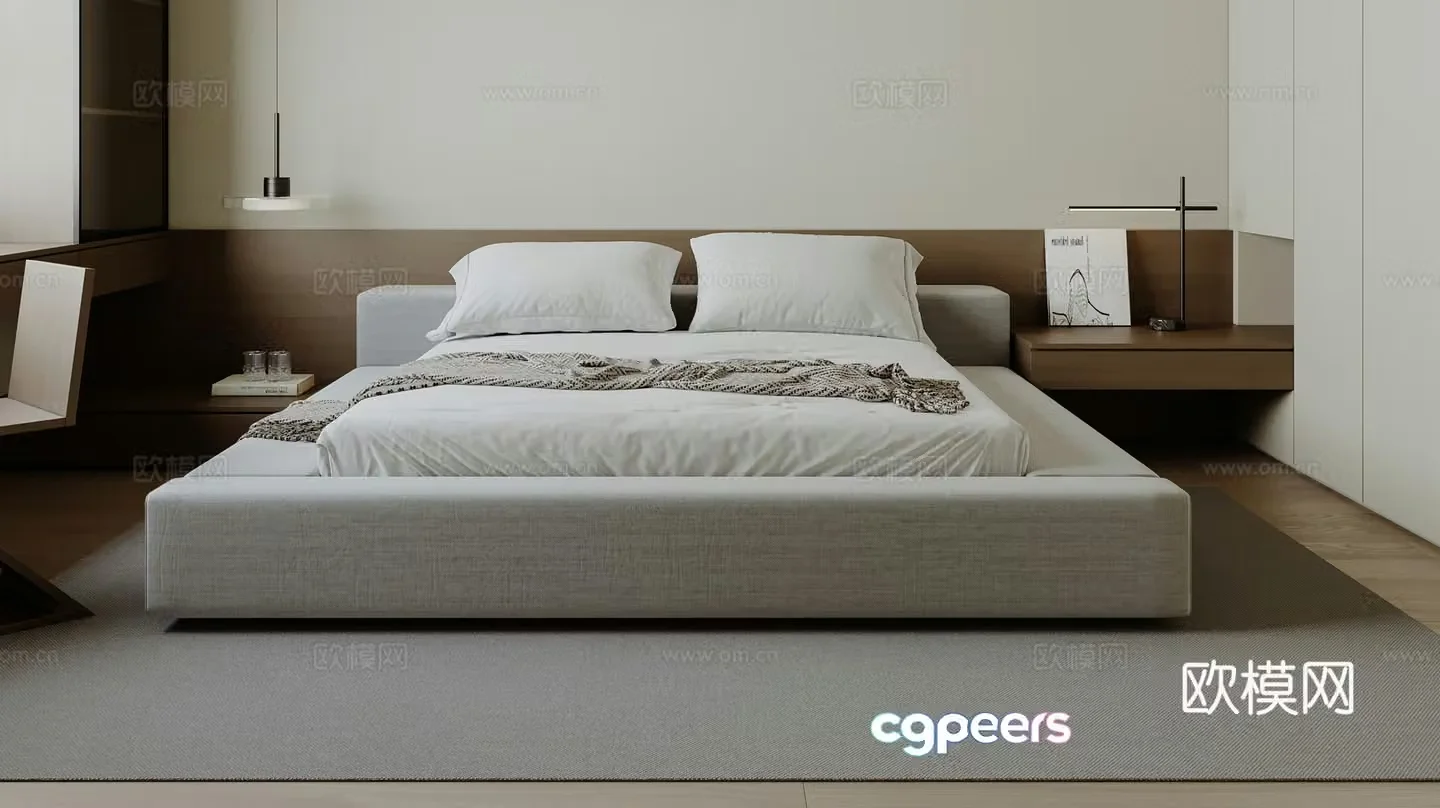Modern double bed 3D model