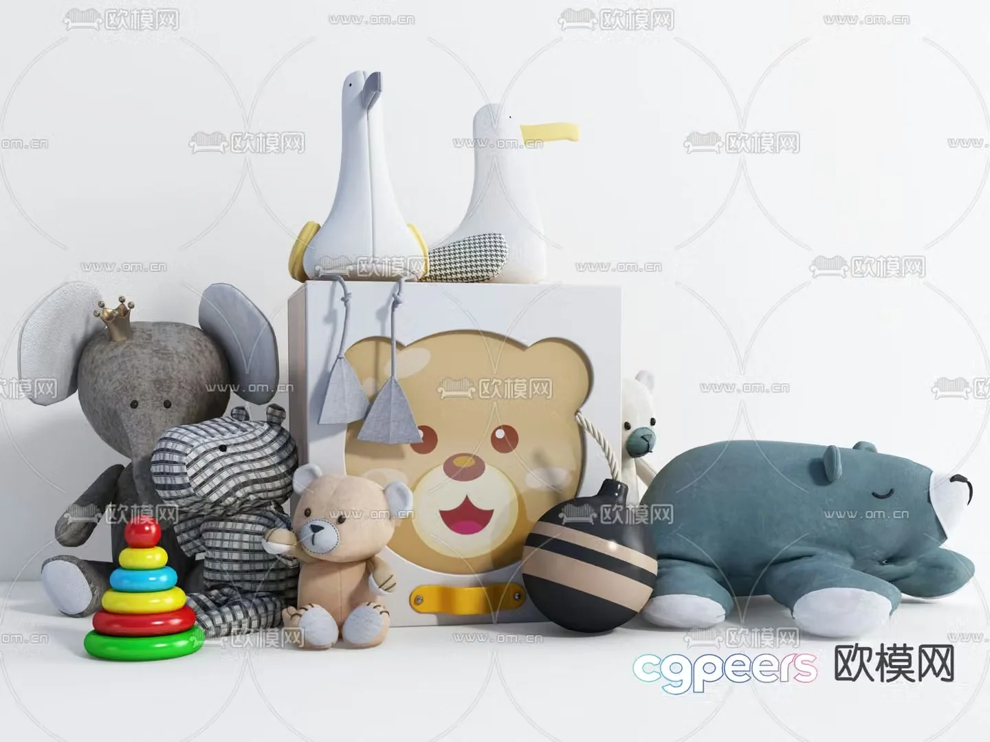 Modern teddy bear animal doll 3d model
