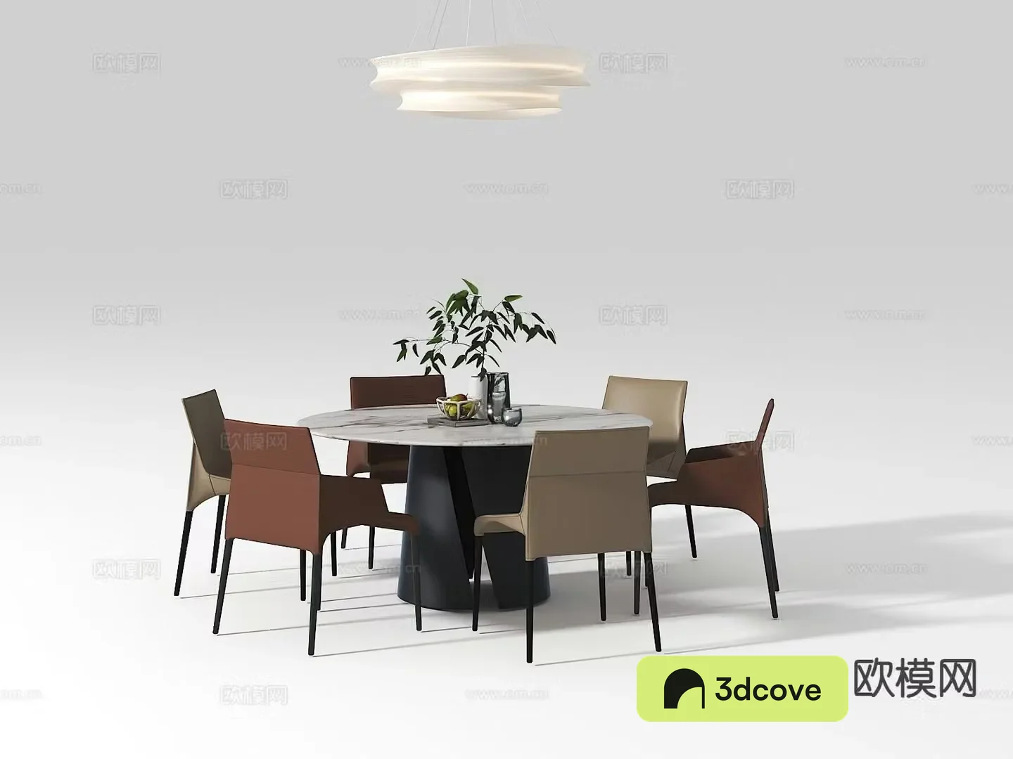 Round dining table and chairs
