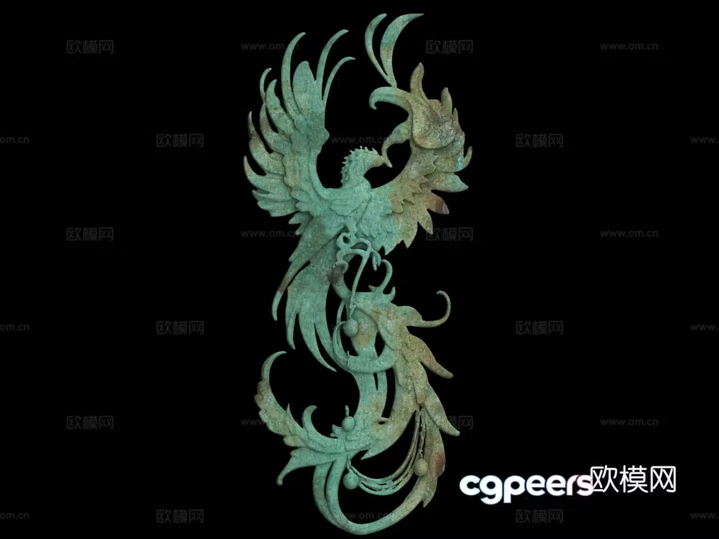 Bronze divine beast unicorn lion mythical pattern mountain and sea classics paper cutting silhouette wall decoration 3d model