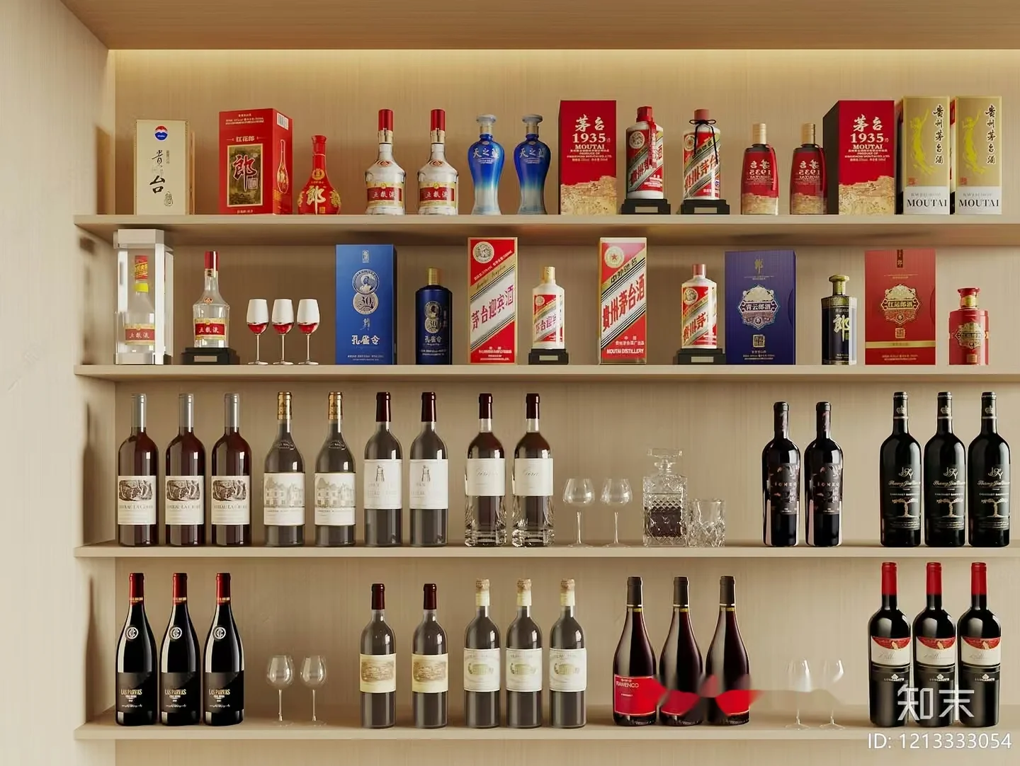 Shelves Of Wine And Liquor 3D Model – 17554 – VRAY Render