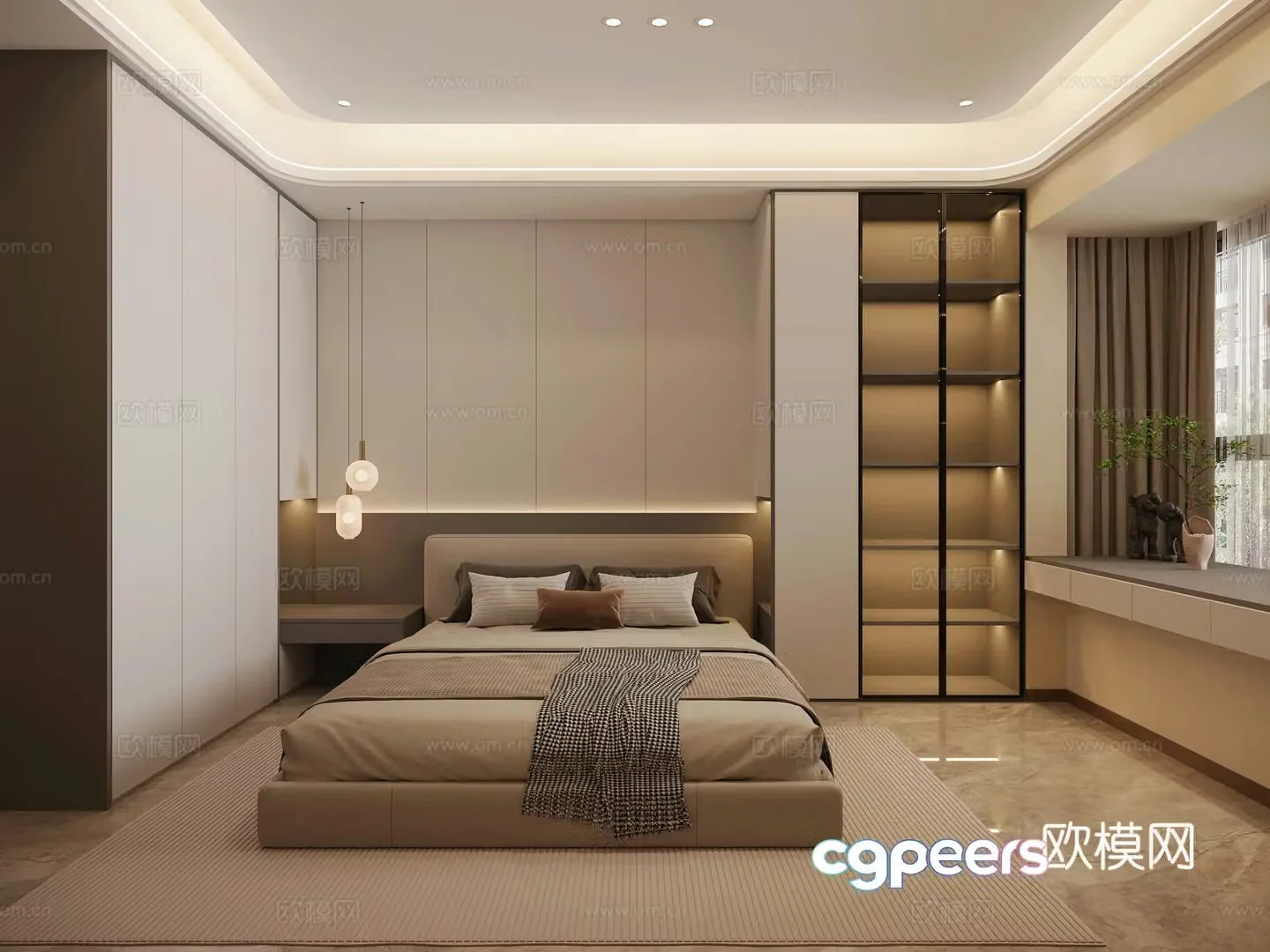 Modern minimalist bedroom 3d model
