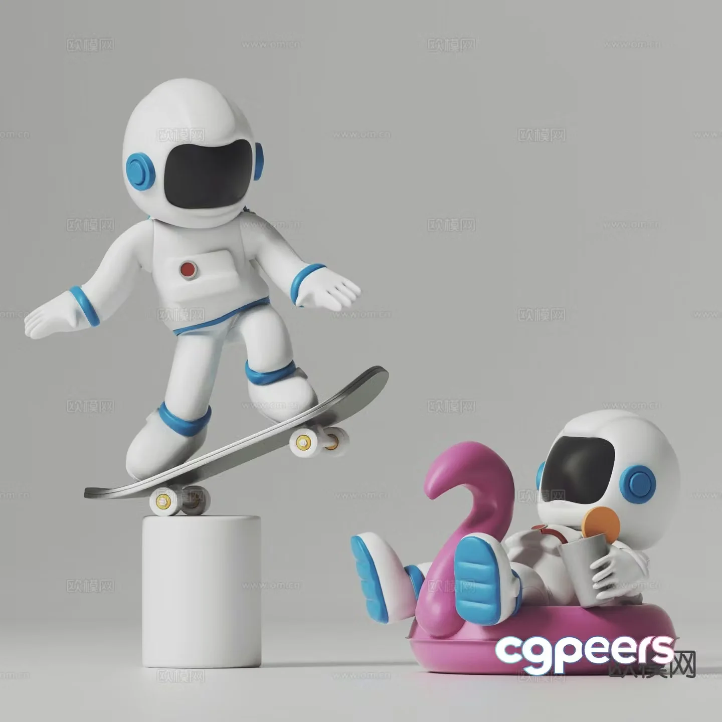 Astronaut sculpture cartoon sculpture ornament 3d model