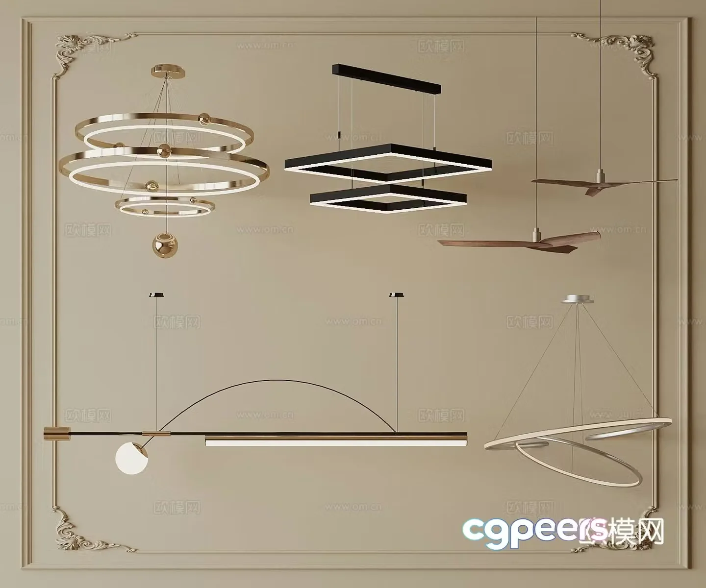 Modern metal chandelier hall chandelier 3d model