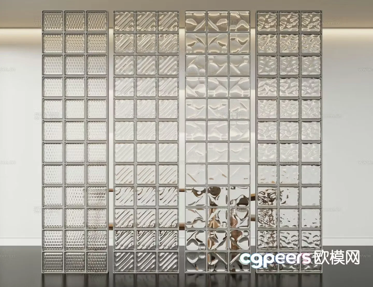 Modern glass brick entrance partition 3d model