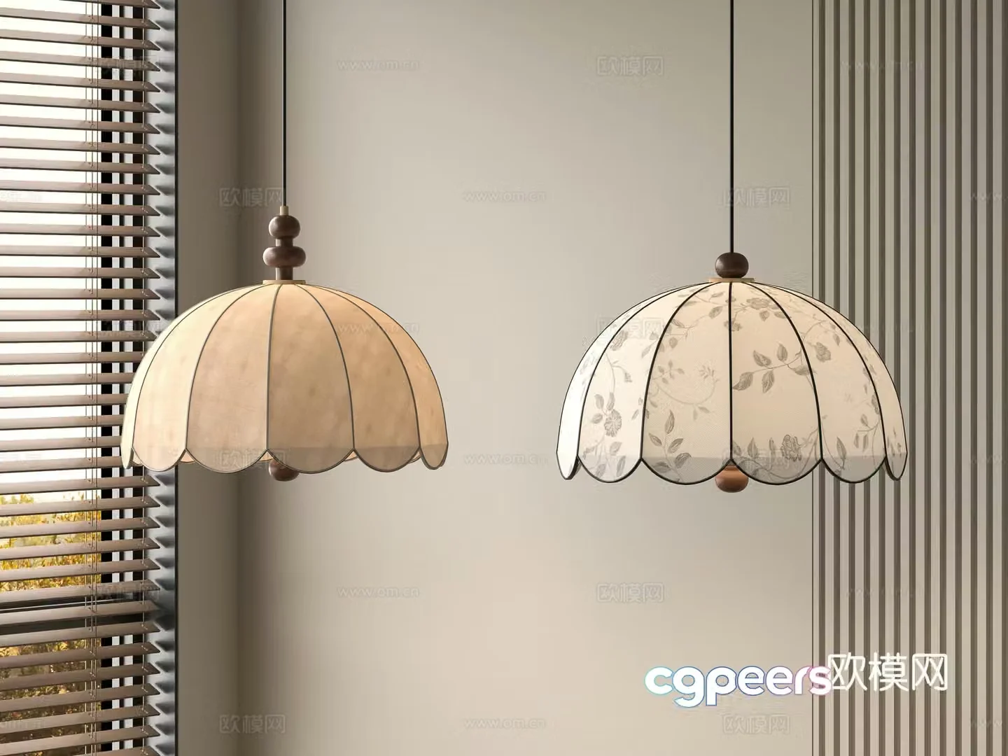 French lampshade chandelier 3D model