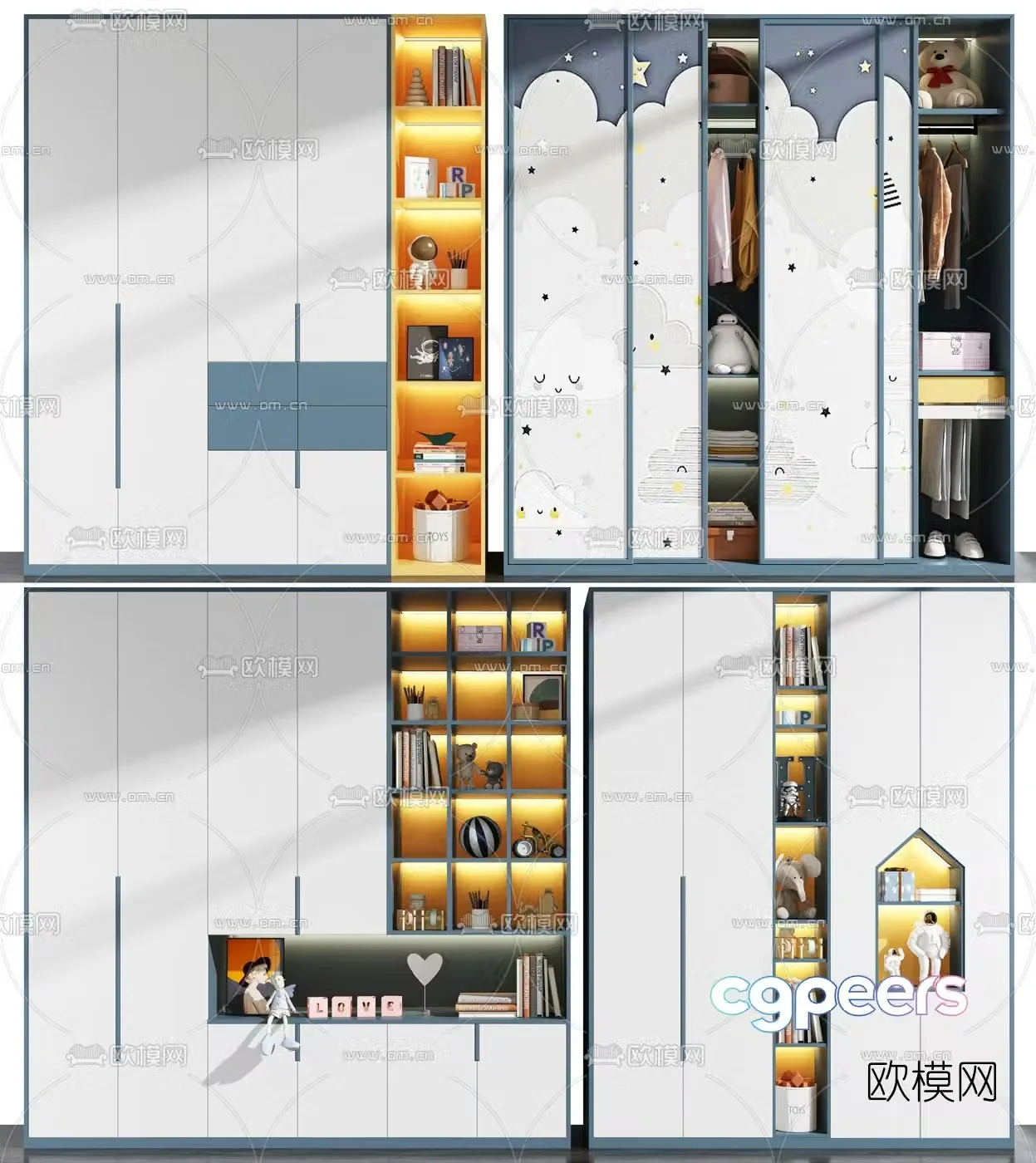 Modern children’s wardrobe decorative cabinet 3d model