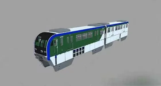 A Train With Green And White Colors 3D Model – 3667 – VRAY Render