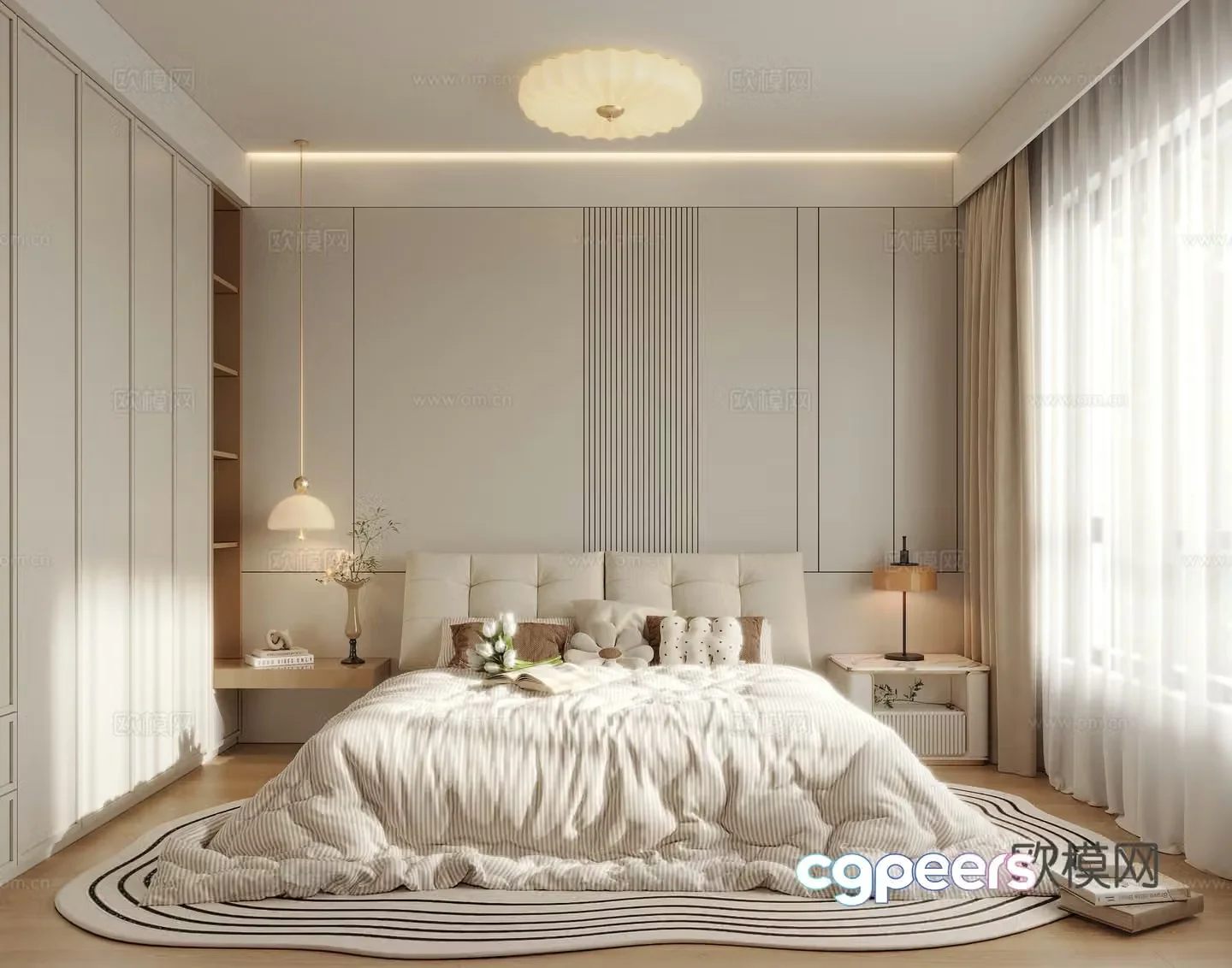 Cream style bedroom master bedroom 3d model
