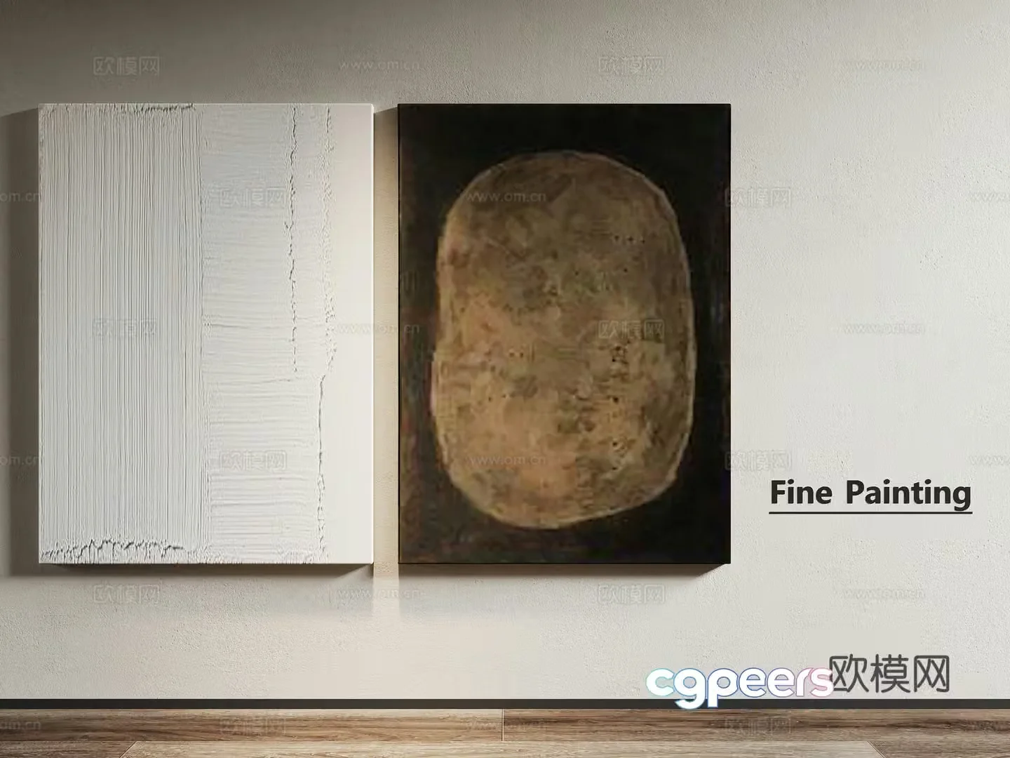 Modern frameless decorative painting hanging painting long 3D model