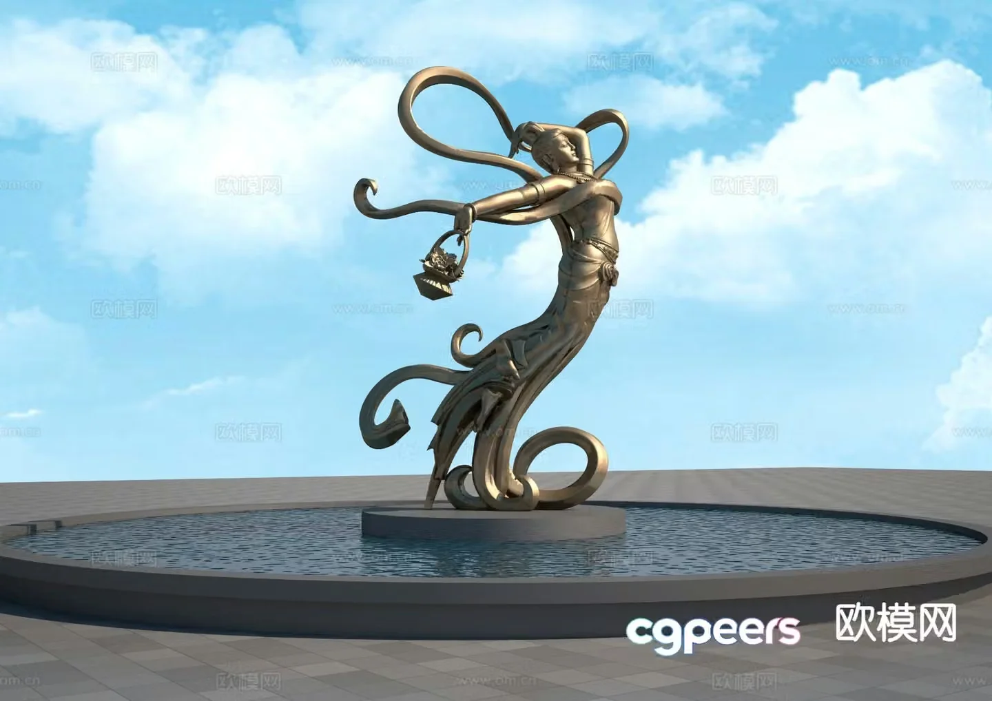 Dunhuang Feitian Sculpture Landscape Sculpture 3D Model