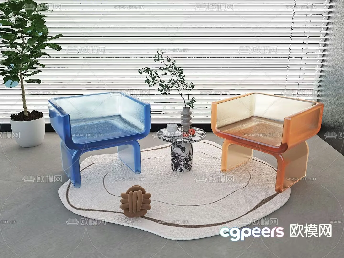 Acrylic chair leisure chair 3d model