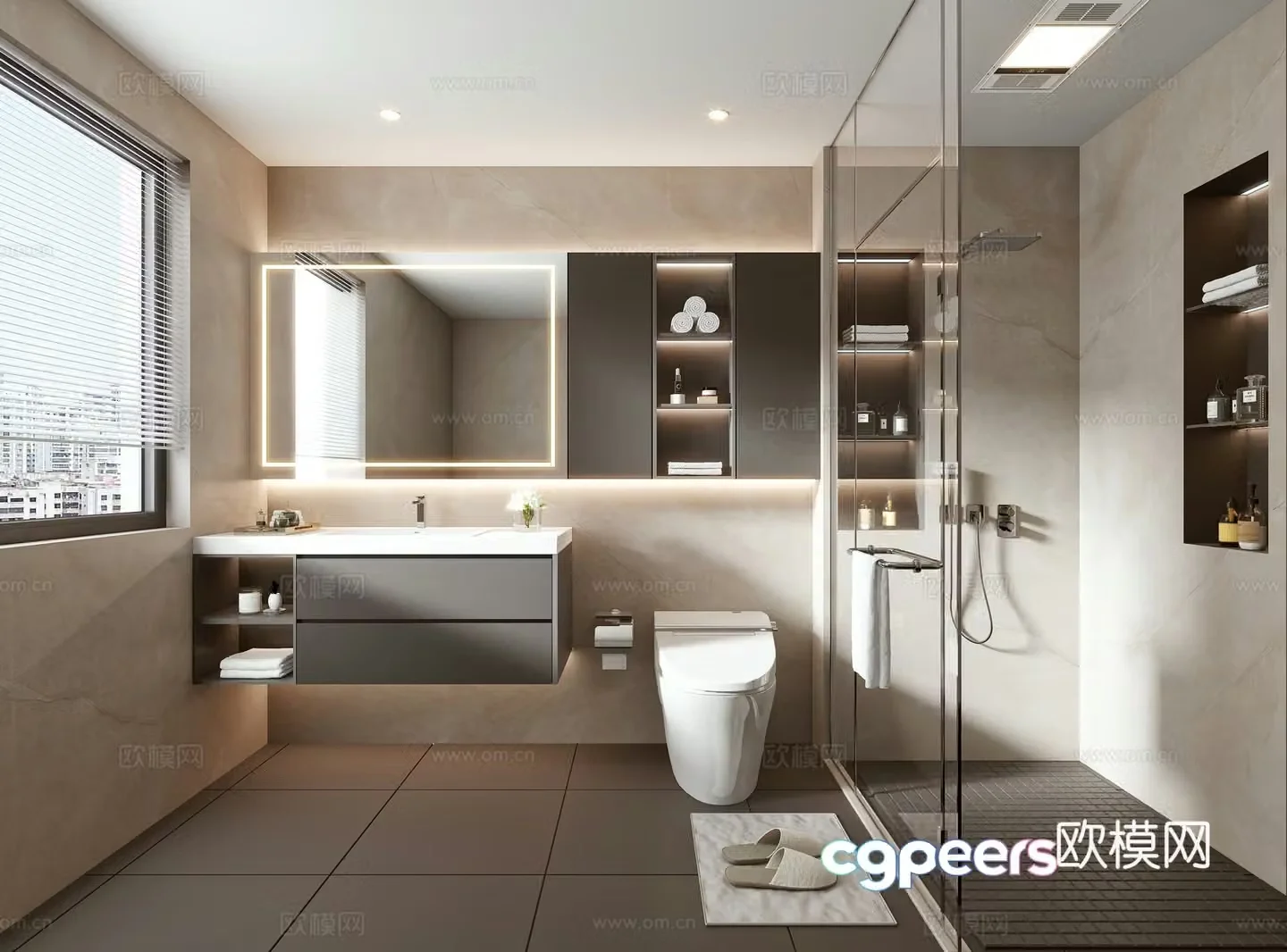 Modern light luxury bathroom 3D model