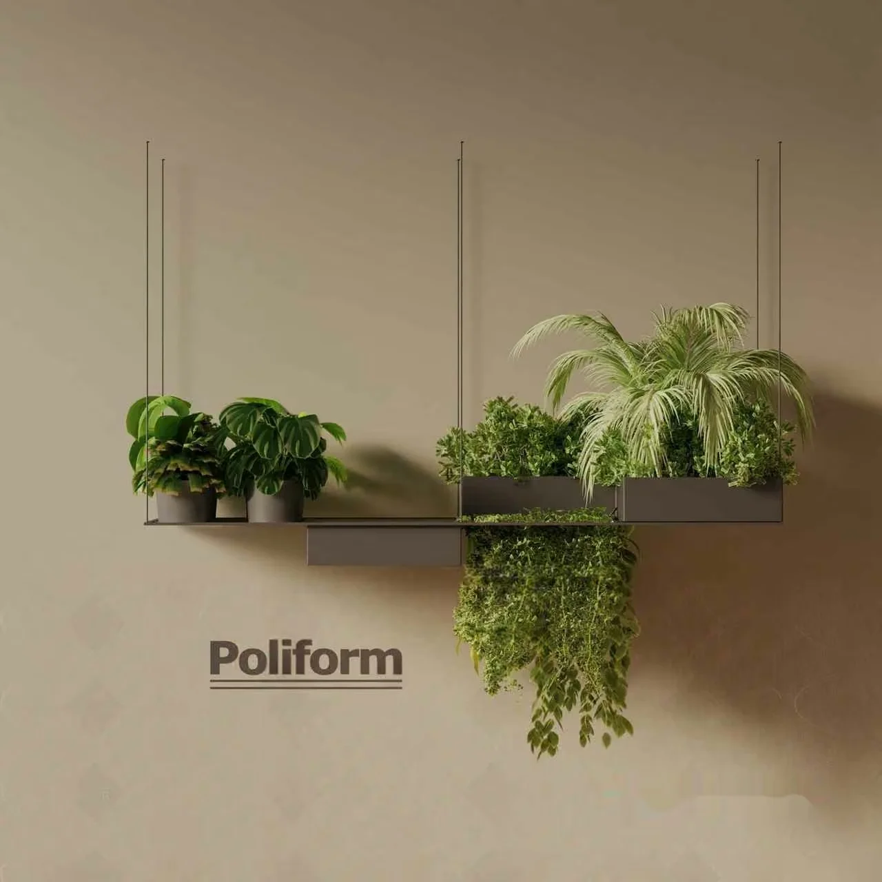Poliform Planters With Hanging Plants 3D Model – 14297 – VRAY Render
