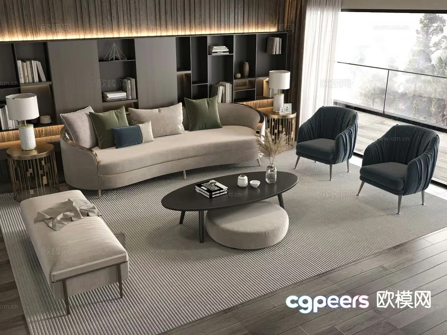 Simple European modular sofa 3D model