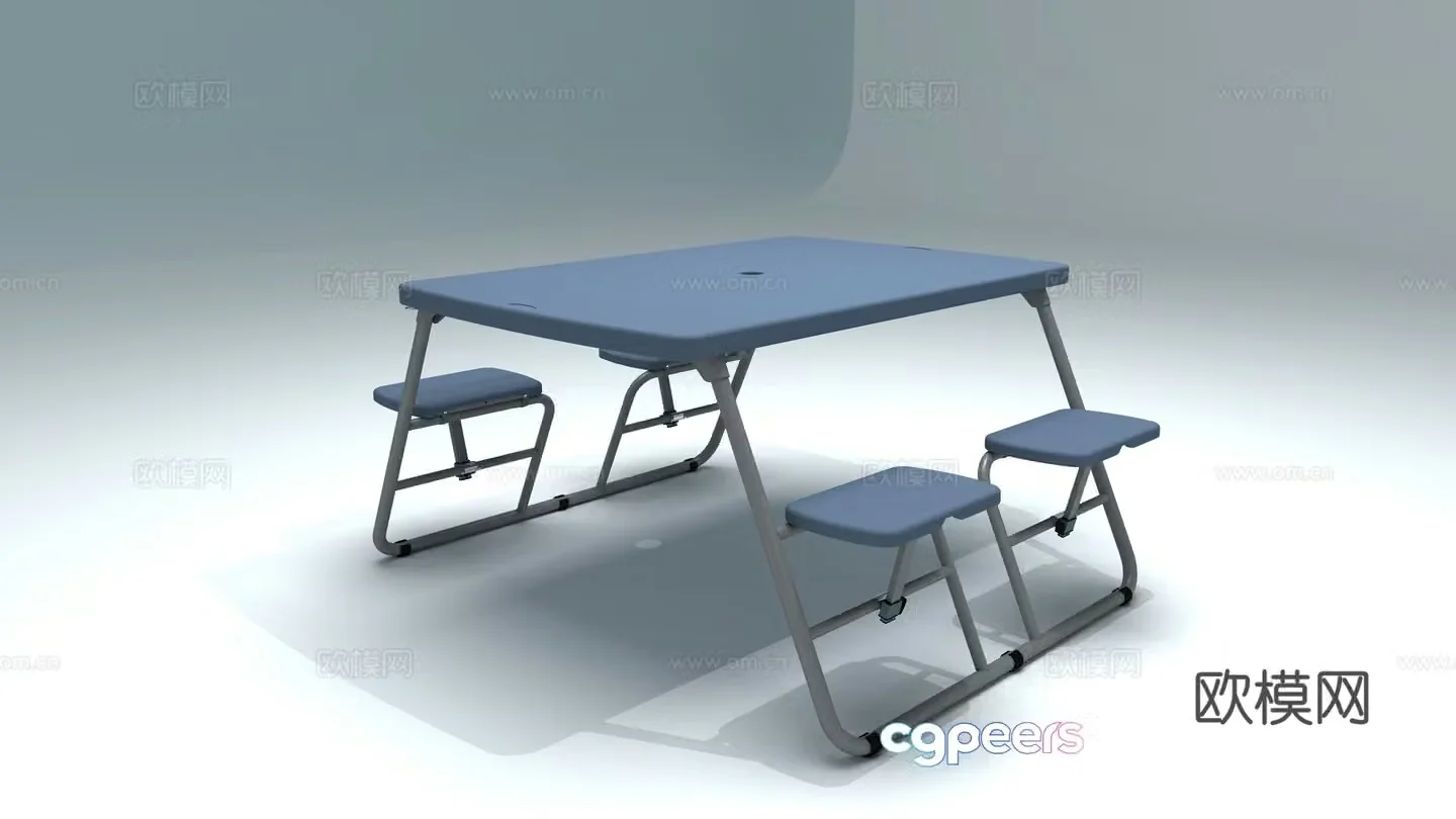 Outdoor plastic table and chair 3d model