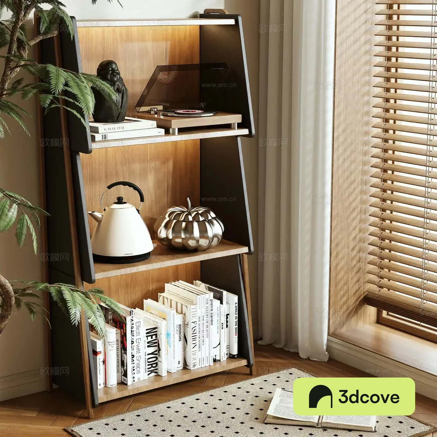 Medieval style bookshelf shelf