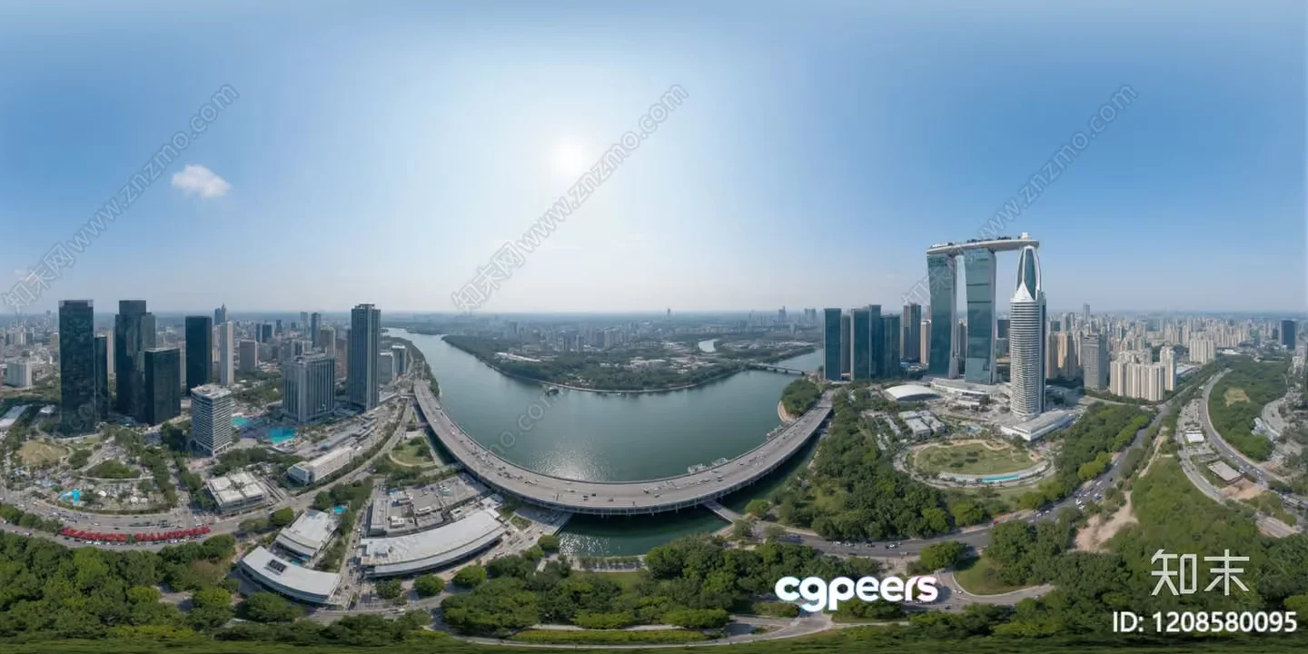 A Cityscape With A Large Body Of Water And A Bridge 3D Model – 296 – VRAY Render